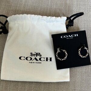 NWT - Coach Signature Chain Small Hoop Earrings
